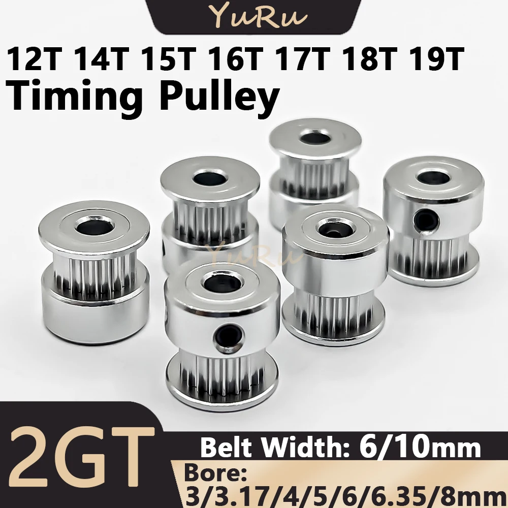 

2GT 2M 12T 14T 15T 16T 17T 18T 19T 20Teeth Timing Pulley Bore 3/3.17/4/5/6/6.35/8mm Belt Width 6/10mm 2GT Wheel Synchronous GT2