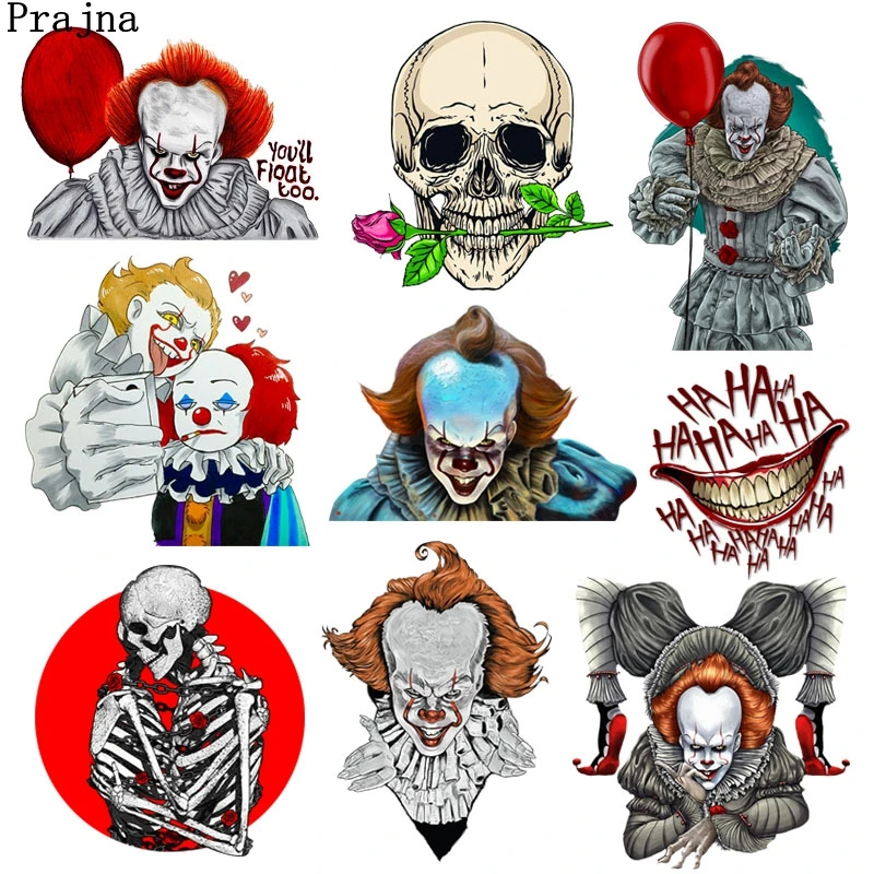 Термоклейкие термонаклейки с изображением хиппи клоуна черепа |