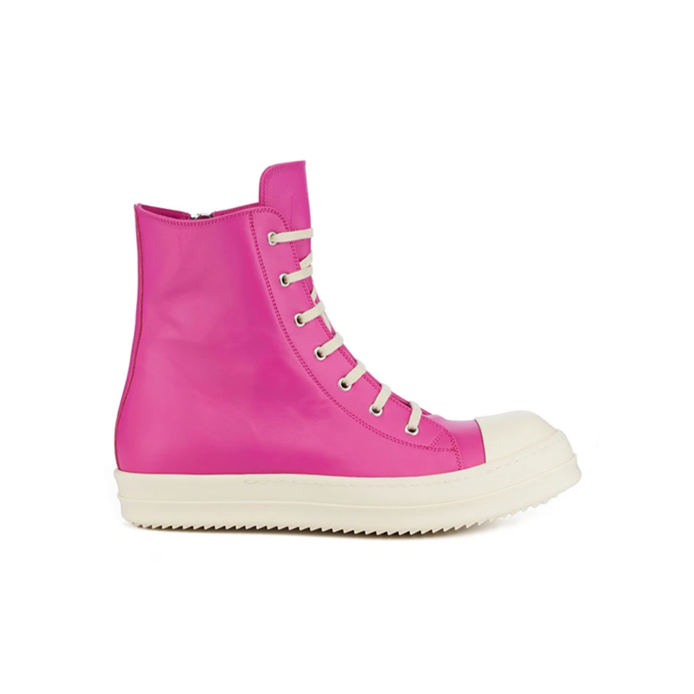 

Women Ankle Boots Lace Up Thick Sole Pink Luxury Designer Sneakers Women Ankle High Top Casual Shoes