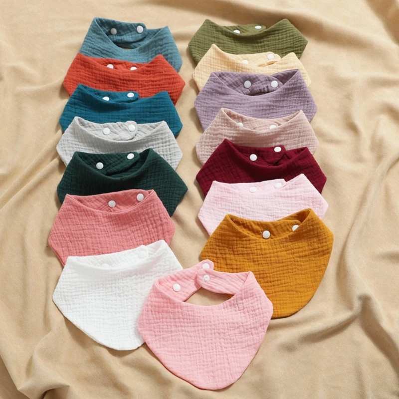 

Muslin Burp Cloth Baby Bib Solid Color Face Cloths Comfortable Toddler Kerchief Skin Friendly Infant Teething Bib 3PCS