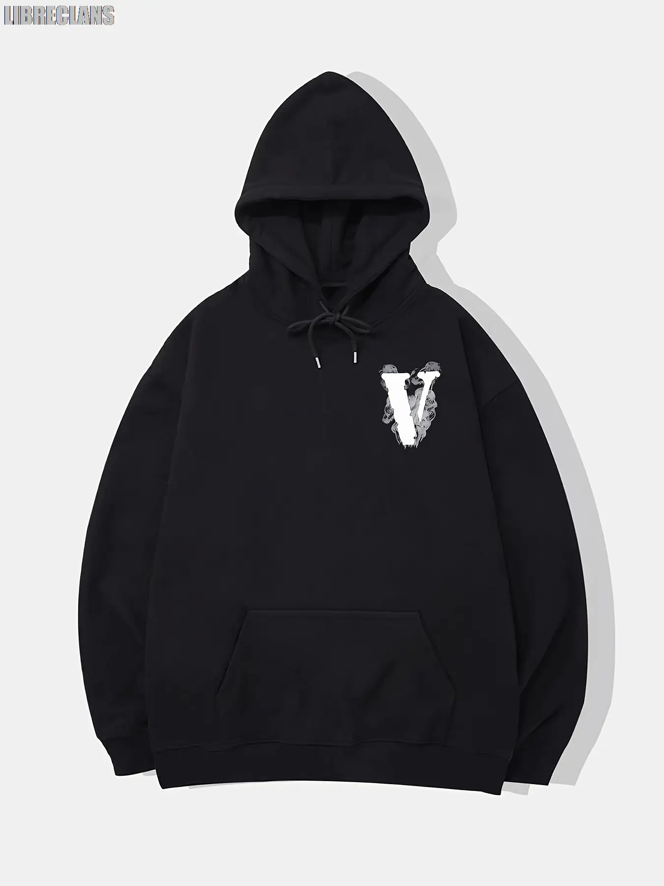 

LIBRECLANS 2023 Autumn New V Printing Fashion Sweatshirt Men's Casual Trend Pattern Personalized Design Slim Fit Hooded Pullover