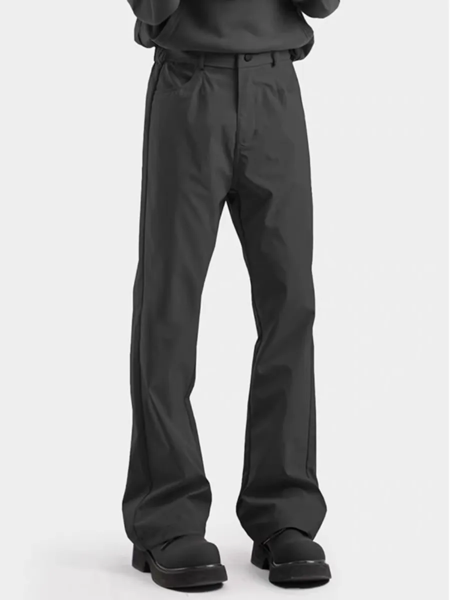 Cleanfit Black Micro-Pull Curved Knife Suit trousers Men's Autumn and Winter Pants with Velvet Zi Pu Handsome High-Grade Casu...