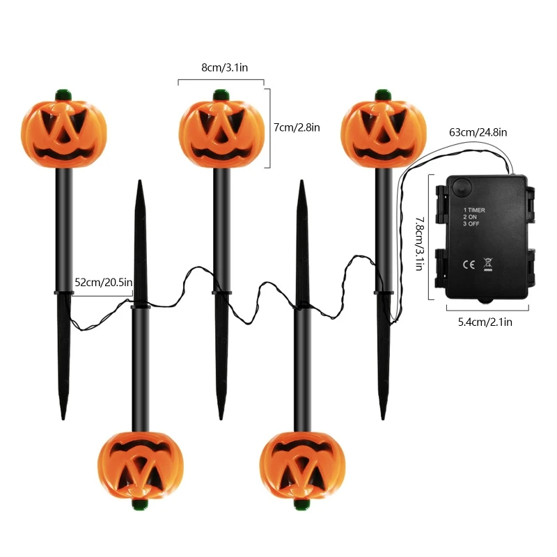 

In-Ground Lights Stake Lamps Pathway Lighting Smile Pumpkin Shaped Battery Powered Waterproof IP42 for Halloween Decors