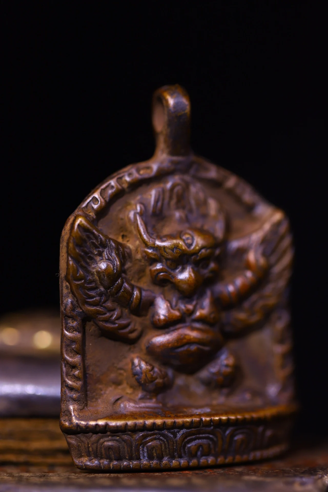 Коллекция тибетских храмов 3 дюйма старый Бронзовый циннабар Гарда дхваджа шесть