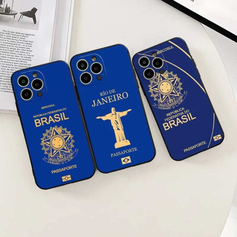 

Brazil Passport Phone Case For Iphone 12ProMax 11 13 14 Pro Xs Max Mini Xr X 7 8 6 6s Plus Fundas Cover