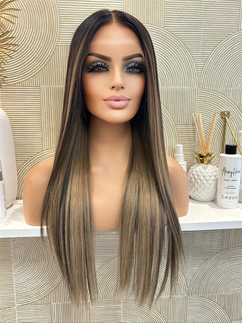 Прямые HD настоящие человеческие волосы кружевные передние парики Омбре Auburn