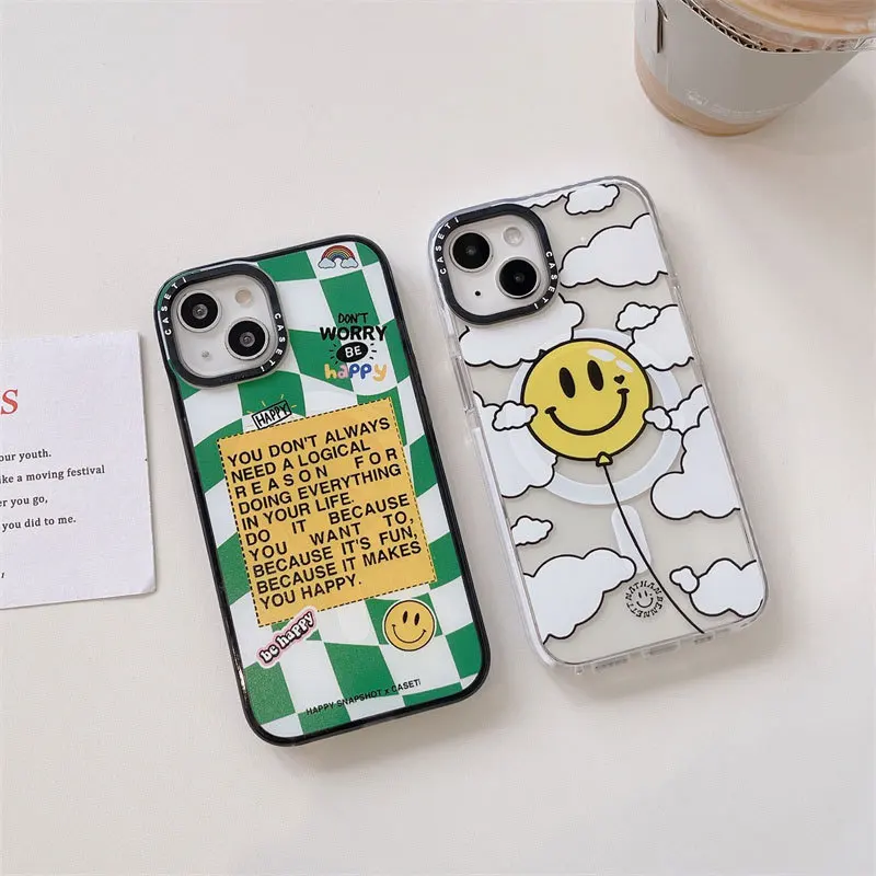 

CASETIFY Smiling Face White Clouds Phone Cases For IPhone 14/13/12/11/X/XR/XS 14/13/12/11 Pro Max XS MAX Shockproof Soft Cover