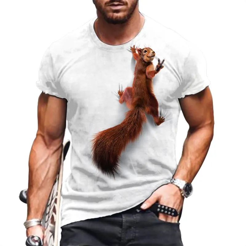 

Squirrel 3D Digital Printed Men's T-shirts Summer Animal Pattern Casual Crew Neck Short Sleeve Tops Oversized Men Clothing