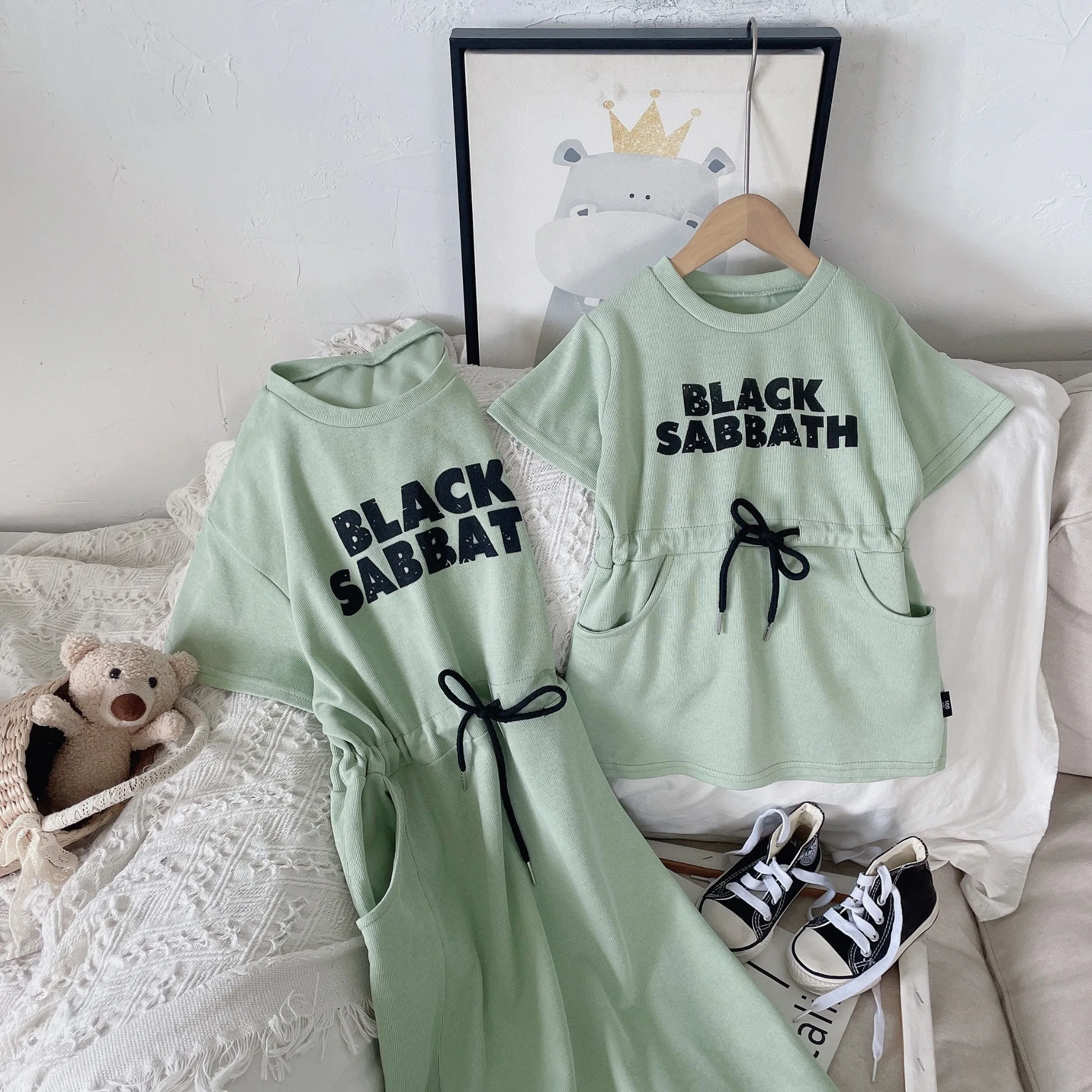 

Fashion Mother And Daughter Matching Dresses Korean Style Mom Women And Baby Girl Dress Parent-Child Coordination Summer Clothes