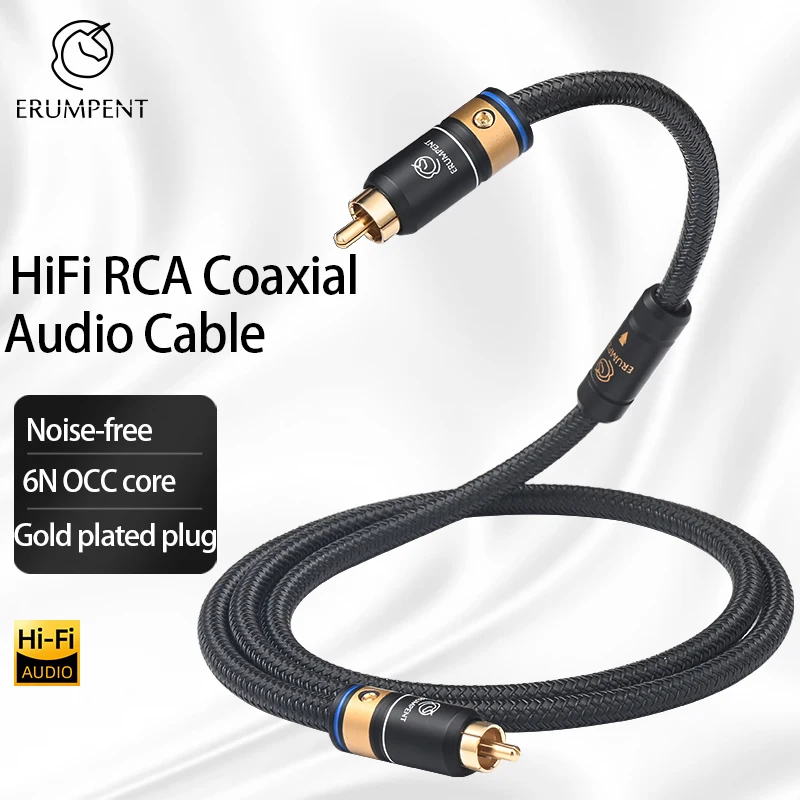 Фото Коаксиальный кабель ERUMPENT HIFI RCA, 75 Ом, цифровой аудиокабель RCA-RCA, штекер, видео-аудио, без шума для ЦАП, ТВ-динамик PA №4