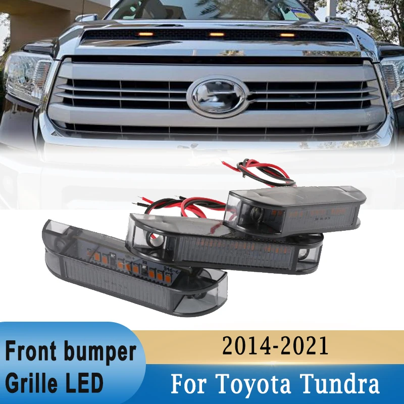 

3Pcs Front Grille LED Light for Toyota Tundra TRD Pro Crew Cab 2014-2021 Grille Amber Light DRL Decorative Light Waterproof IP67