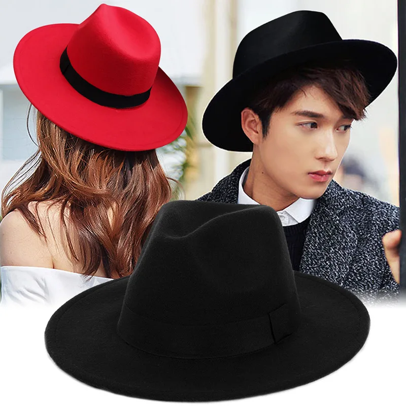 

Classic British Fedora Hat Men Women Imitation Woolen Winter Felt Hats Fashion Jazz Hat Chapeau Wholesale