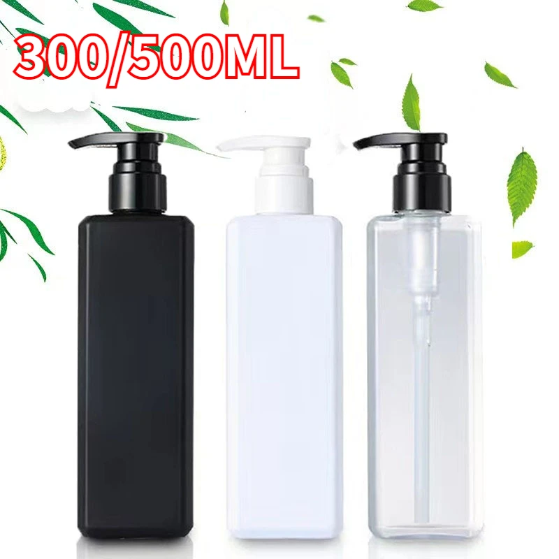

300/500 мл дозатор для мыла в ванную комнату, квадратная прозрачная пустая бутылка для шампуня и геля для душа, пластиковая бутылка для лосьона