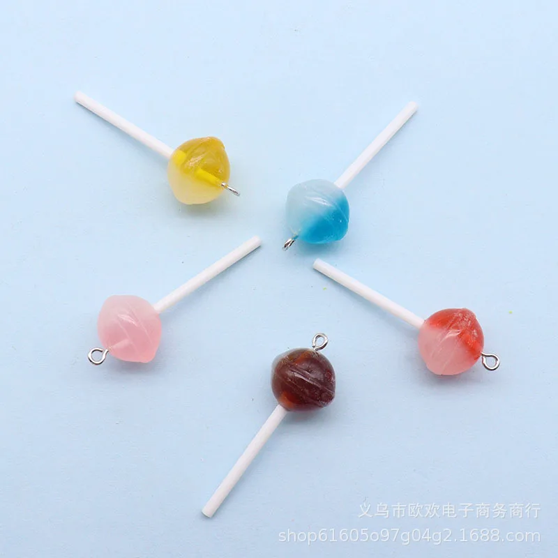 

10Pcs Color Lollipop Resin Charms Simulation Candy Decor Pendant Kawaii Keychain Craft Hook DIY Earrings Jewelry Making Supplies