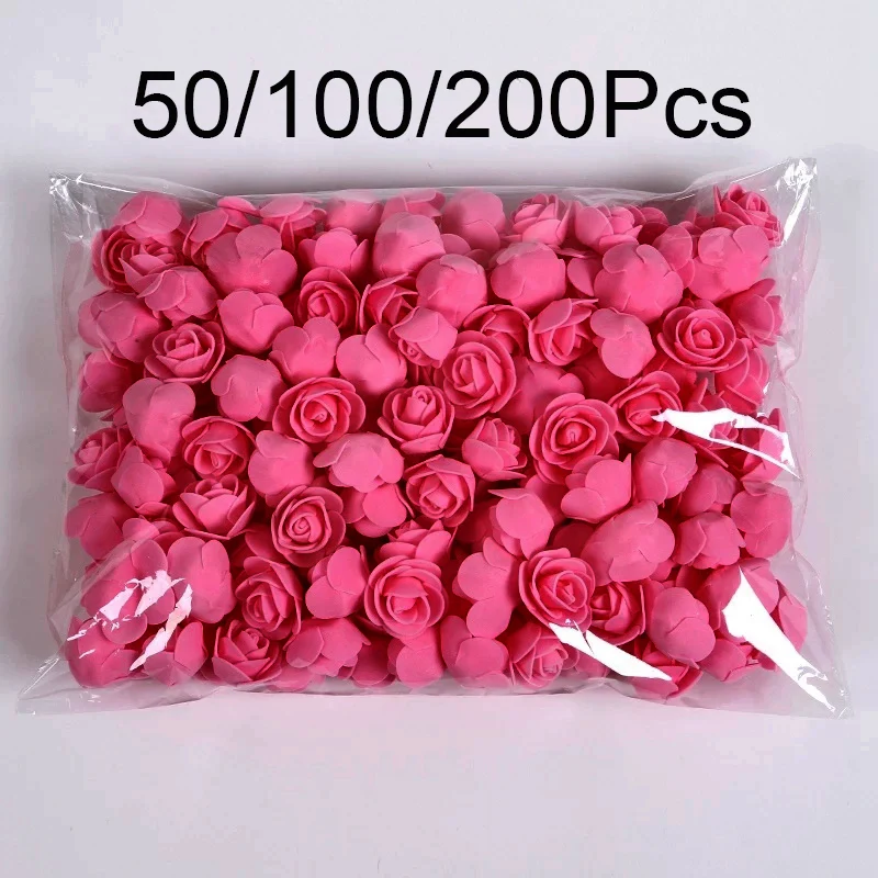 

50/100/200pcs 3.5cm Foam Rose Heads Artificial Flower Teddy Bear Rose For Wedding Birthday Party Home Decor DIY Valentines Gifts