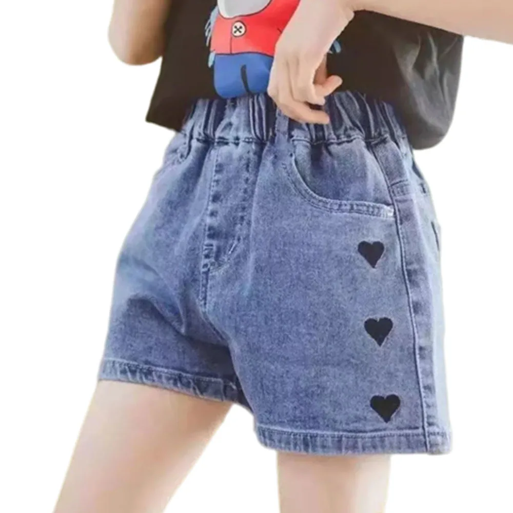 2022 Summer Girls Shorts Kids Denim  Pants Casual Jeans 2 To 12Yrs Children's Cartoon Printed Clothing Teenagers Short Trousers