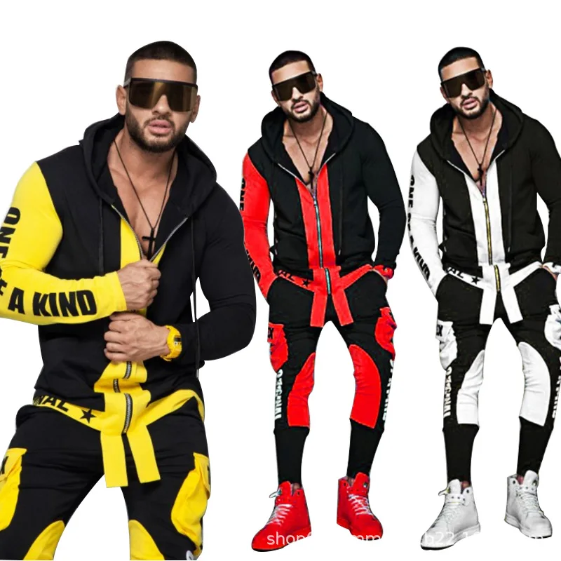 

ZOGAA Hip Hop Men's Cool Hoodies Set 2 Piece Sweatsuit Hooded Jacket and Pants Jogging Suit Tracksuits
