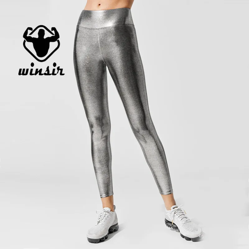 

Winsir New Women Leggings High Waist Bronzing Solid Color Slim Fitness Legging Push Up Elastic Workout Leggins Female Casual