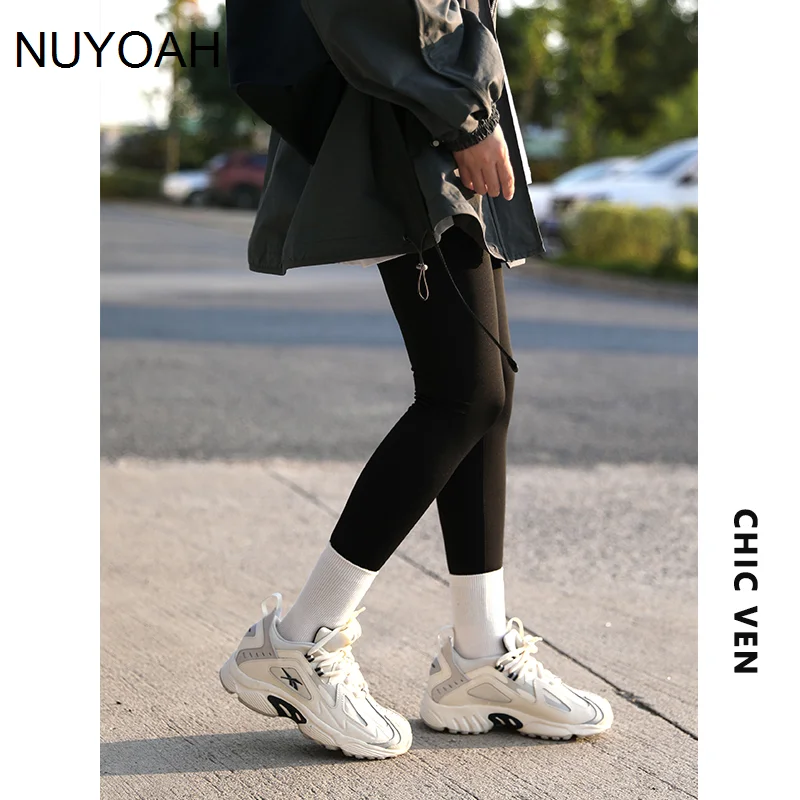 

Women Winter Leisure Sports Elastic Shark Pants Slim High Waist Yoga Pants Black Leggings