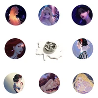 disney lapel pins epoxy resin cartoon charming attractive princess pattern brooches pins gifts accessories casual jewelry qgz579