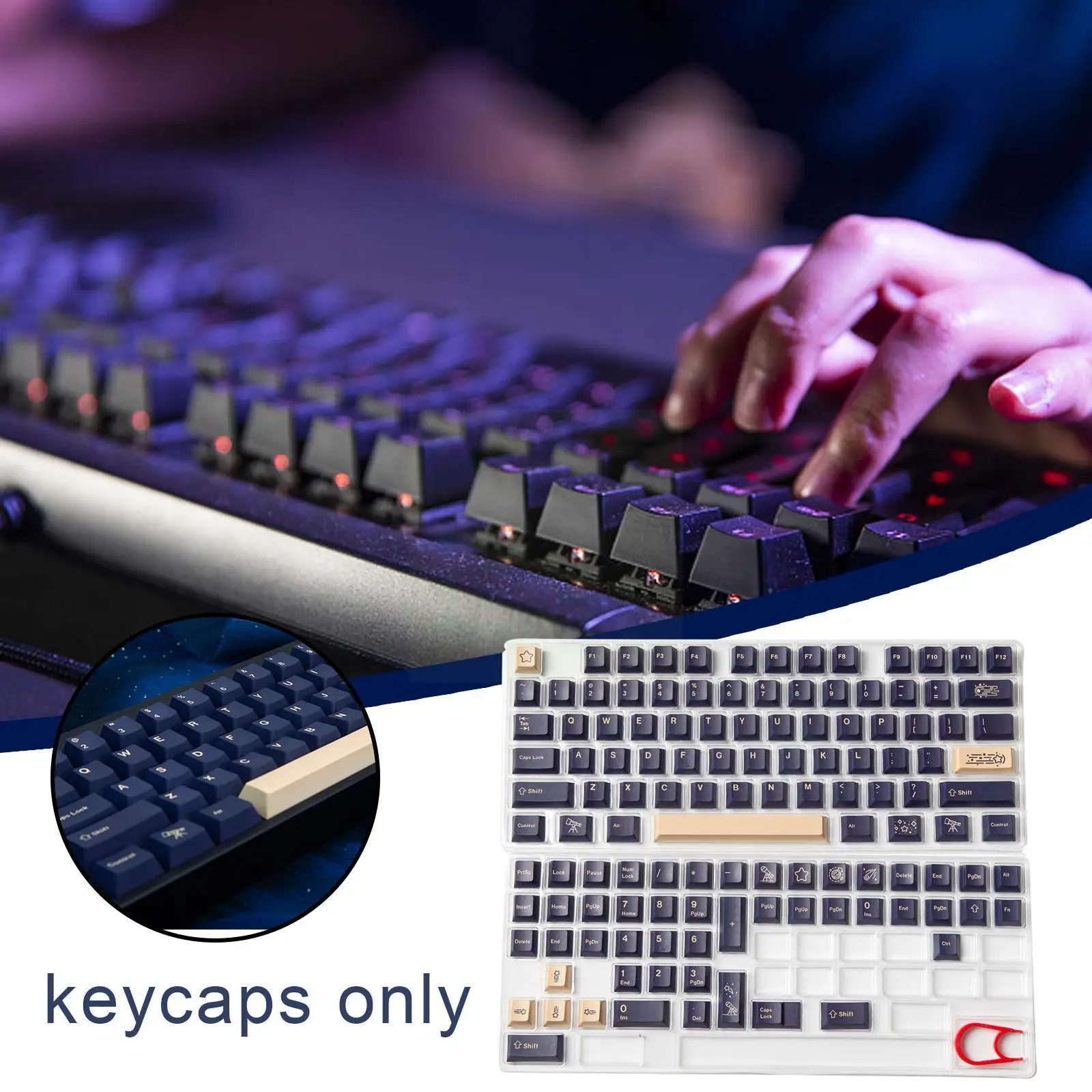 

124 Keys For Ningzhi 61/87/104/ISO/ANSI Layout OEM Injection ABS Double Shot Keycaps Stargazing Keycap Black Universal Keyb K6C2