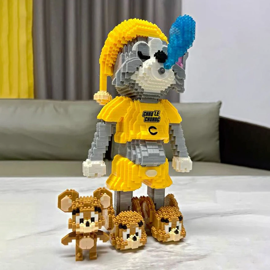 

HC 6620 Animal Cat Mouse Dream Sleepwalking Pajama Doll Anime Cartoon Building Blocks Model Auction Figures Toys for Boys Gifts