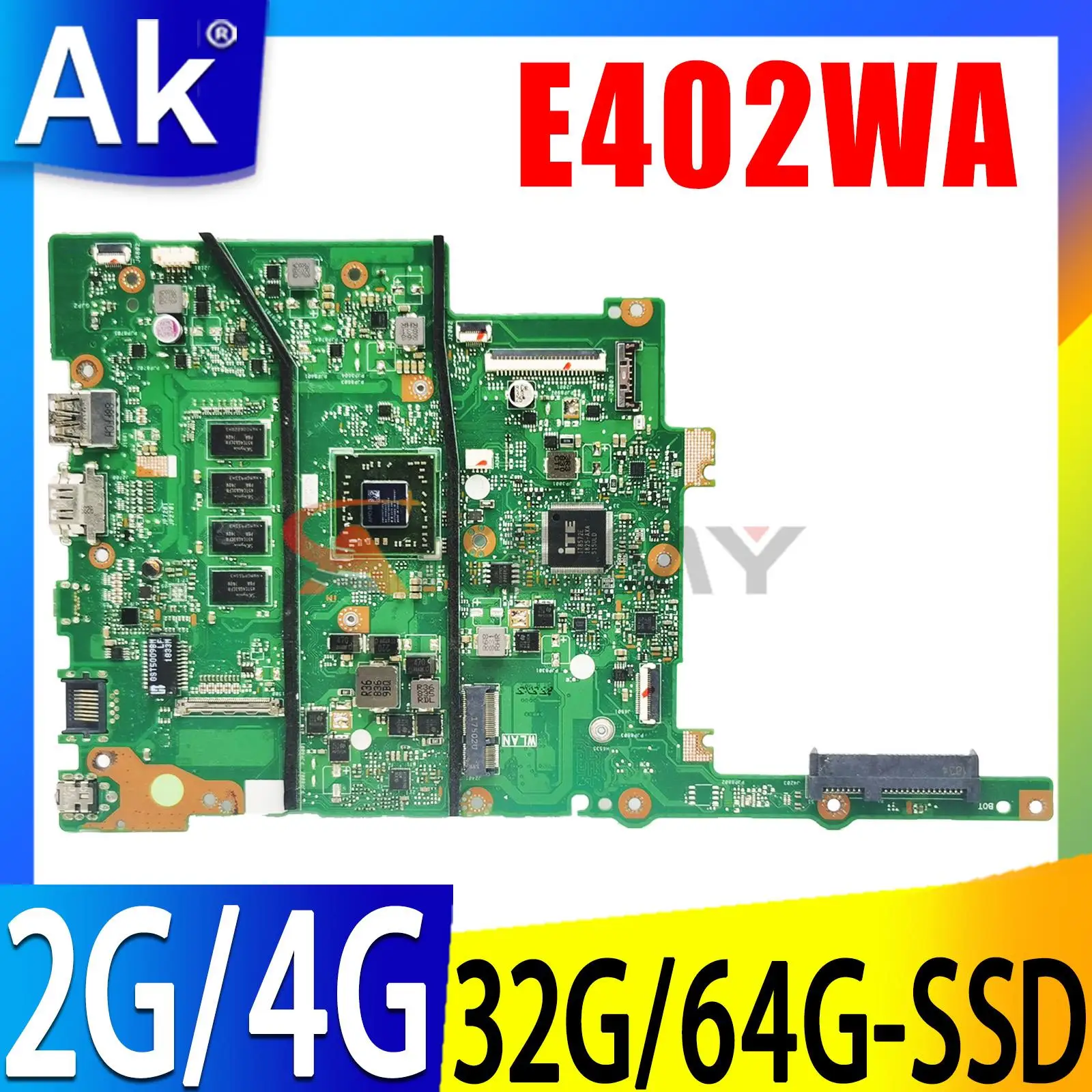 

E402WA Laptop Motherboard E2-6110 CPU 2GB 4GB RAM for ASUS VivoBook E402WAS E402WA E402YA E402W Notebook Mainboard 100% Work