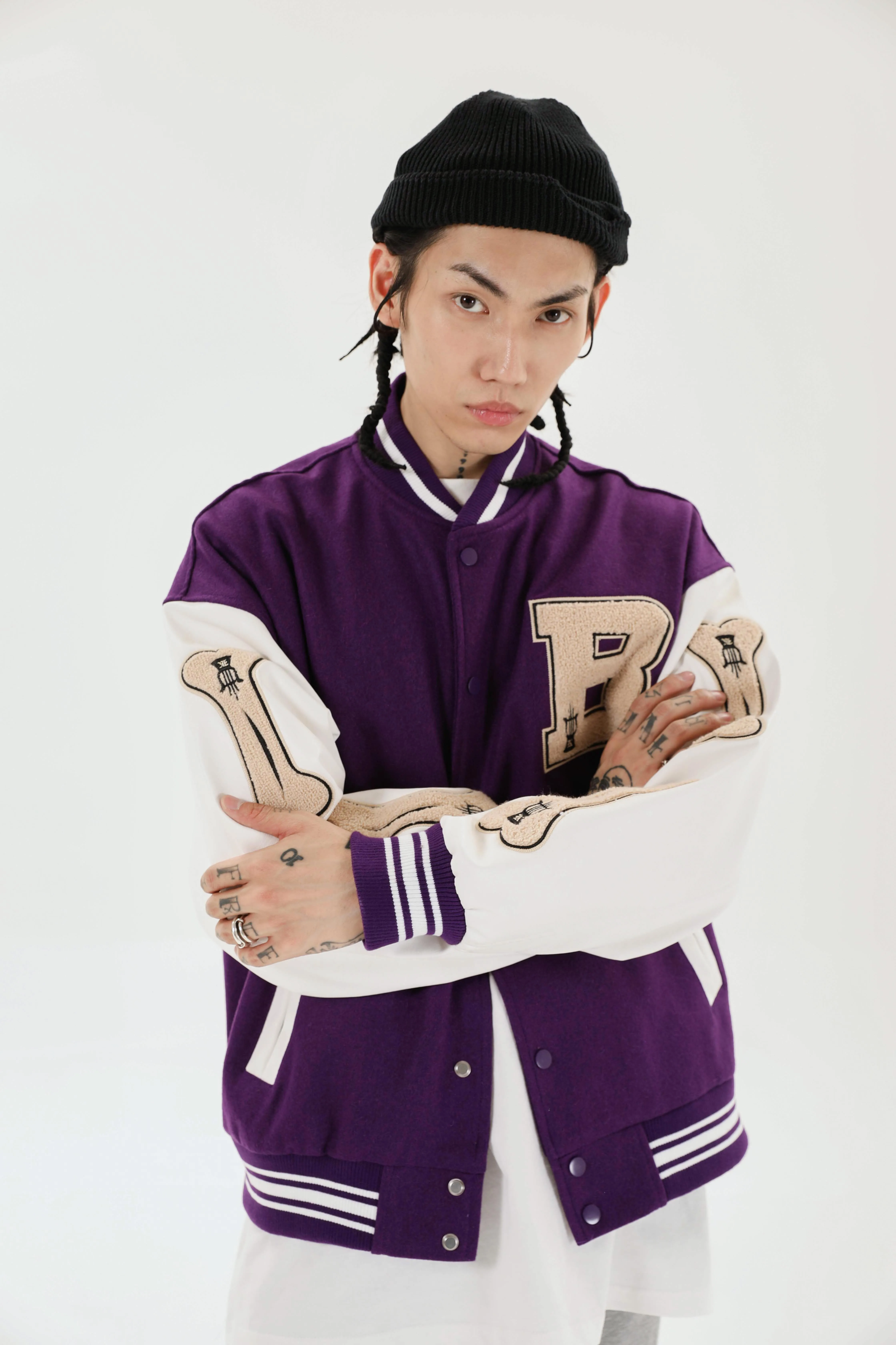 Мужская куртка-бомбер составного кроя с пушистыми вставками в стиле Харадзюку 3