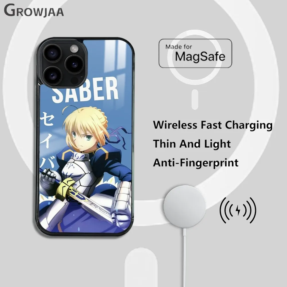 Чехол для телефона с аниме F-Fate Zero S-Saber iPhone 16 15 14 13 12 11 Pro Max Plus Mini новый зеркальный