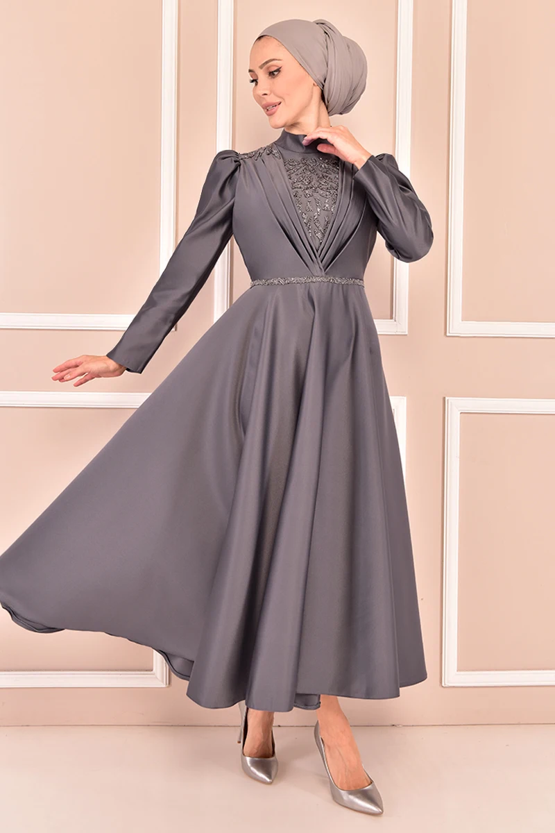 Женское атласное вечернее платье Abaya kbr21324, серое платье для событий в саудовской аравии