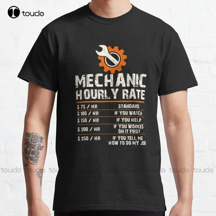 

Классическая футболка с забавными механическими ежечасными трудовыми ставками, Забавные футболки, индивидуальная футболка в стиле унисекс для подростков с цифровой печатью, женская футболка