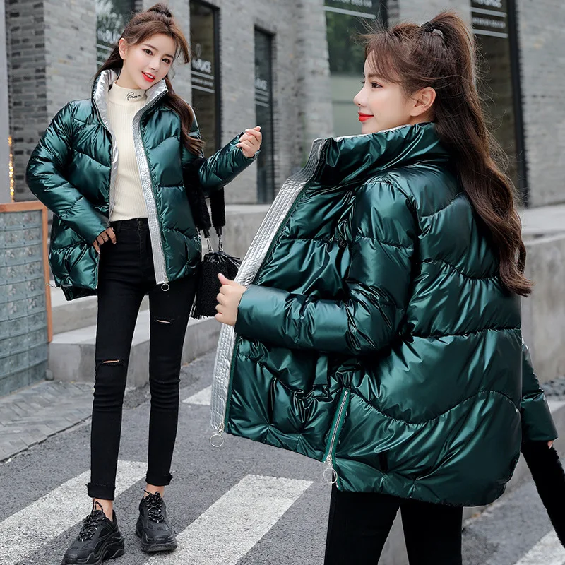 

Fashion Solid Women's Winter Down Cotton Jacket Stand Collar Short Coat Preppy Style Parka Ladies Outerwear Female Bubble Coat