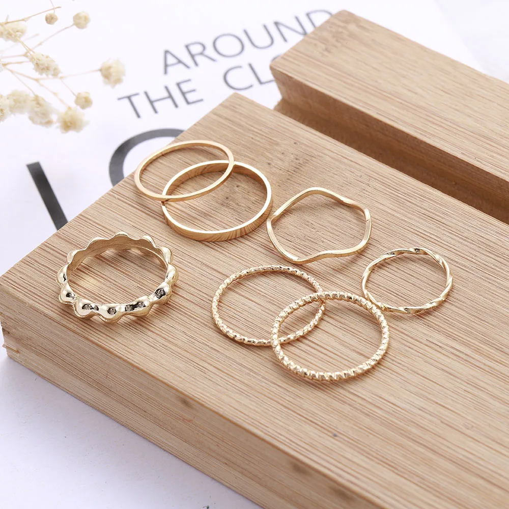 Simplicity Rings Set Original Design Gold Round Hollow Geometric Ring for Women Fashion Twist Ring Joint Female Jewelry Punk images - 6