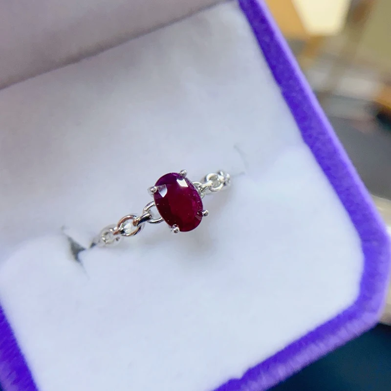 

Natural ruby ring women's exclusive 925 sterling silver fresh and simple special gift
