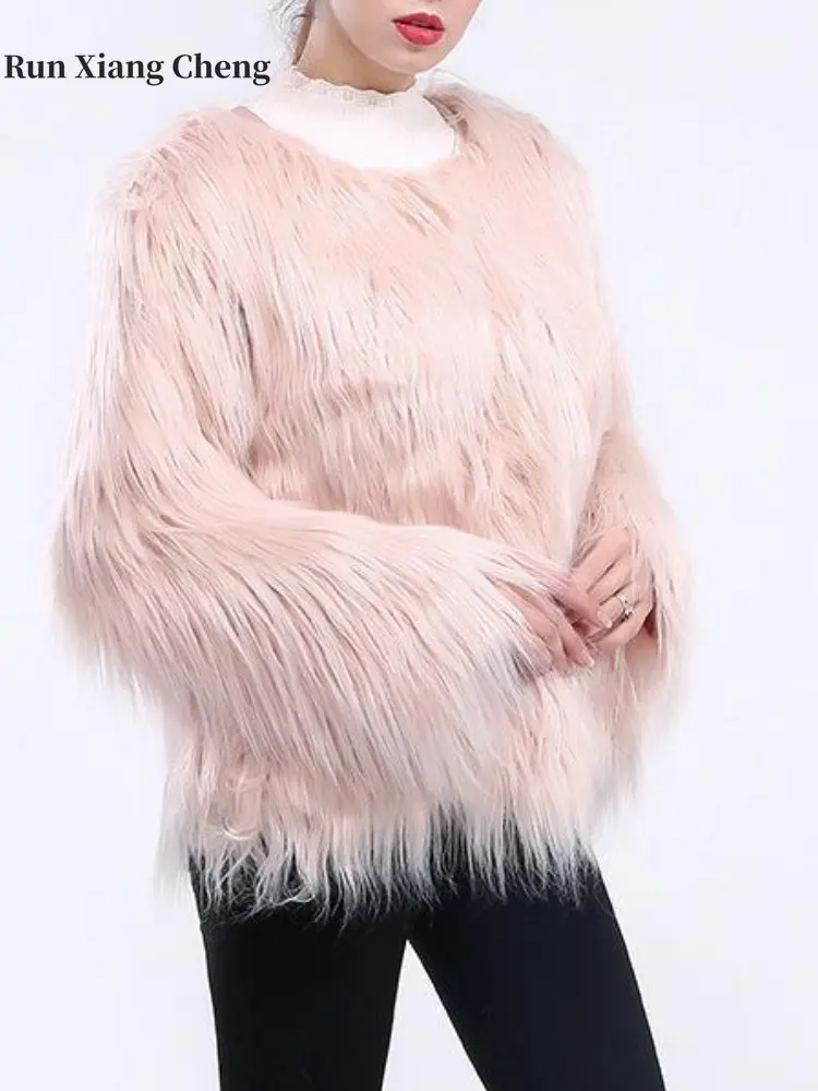 2023 Autumn Winter Coat for Women Faux Fur Luxury Designer Elegant  Hairy Soft Jacket External Warm Clothing Short Female Korean