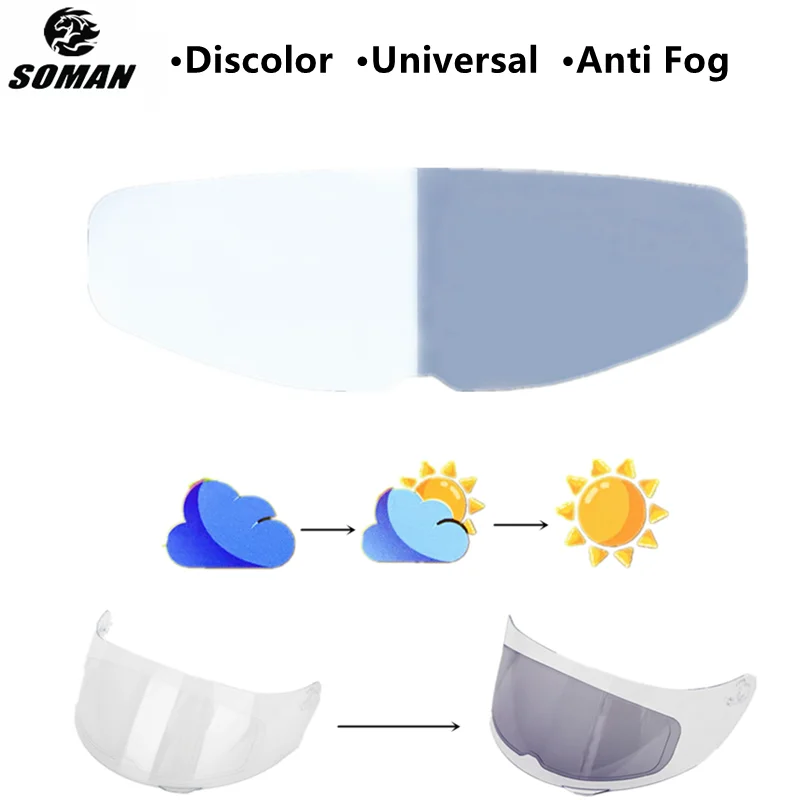 SOMAN Universal Discolor Helmet Visor Film Anti Fog for SHOEI HJC LS2 AGV K5 X14 Z8 Anti Fog Film Sunscreen Helmet Accessories enlarge