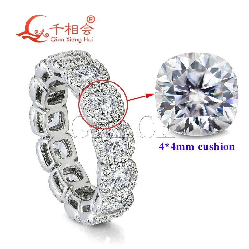 10k 14k 18k real gold 6mm cushion Crystal sugar ring hip hop  round Moissanite Ring Men women  Diamonds Male fine Jewelry