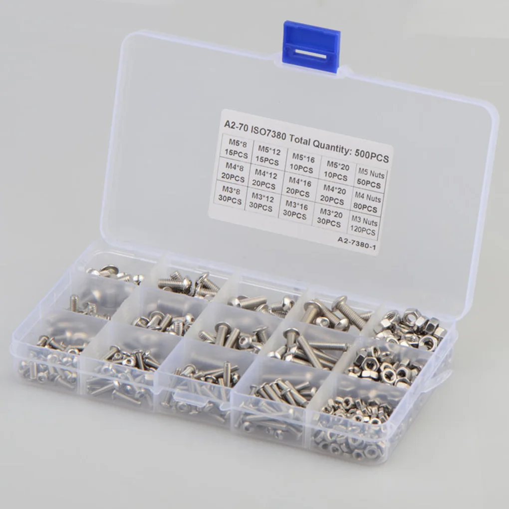 

Набор винтов с шестигранным отверстием, 15 видов, 500 шт.