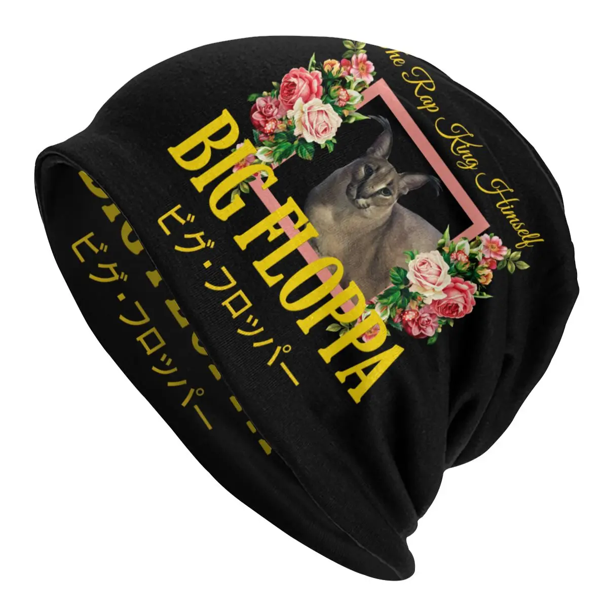 

Big Floppa Floral Aesthetic Beanies Caps for Men Women Unisex Cool Winter Warm Knitted Hat Adult Caracal Cat Slouch Bonnet Hats