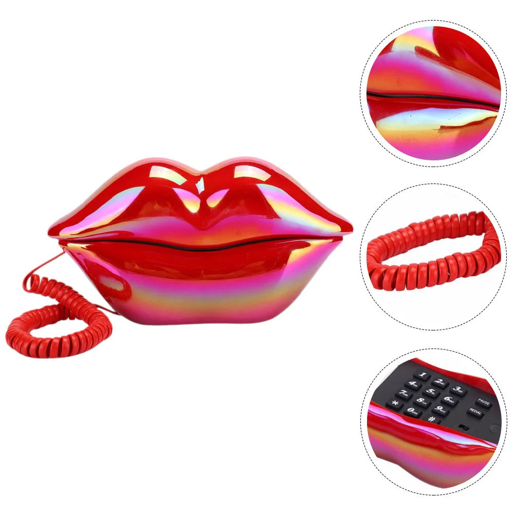 

Red-lip Decor Lips Shaped Crafts Corded Telephone Red Lip Lip Telephone Home Accessories Desktop Lips Telephone