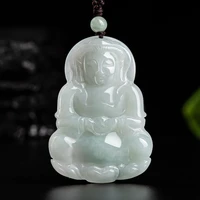 burmese jade guanyin pendant carved necklace white natural emerald amulets jadeite necklaces choker stone jewelry charms charm