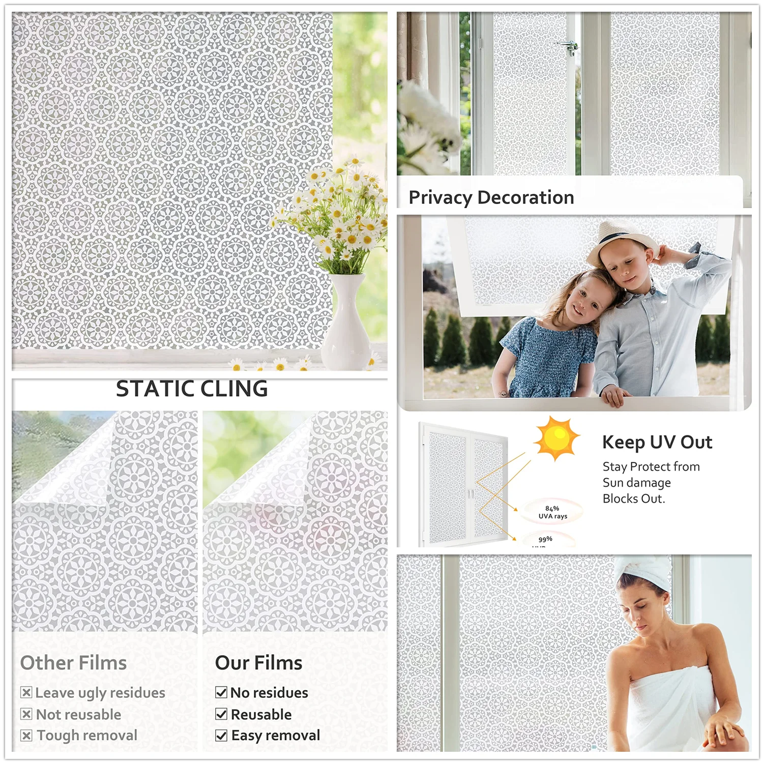 Rainbow Window Film prywatność ochrona UV witraż Vinyl do domu statyczne przylgnięcie samoprzylepne matowe dekoracyjne naklejki okienne 6 Rainbow Window Film prywatność ochrona UV witraż Vinyl do domu statyczne przylgnięcie samoprzylepne matowe dekoracyjne naklejki okienne 6