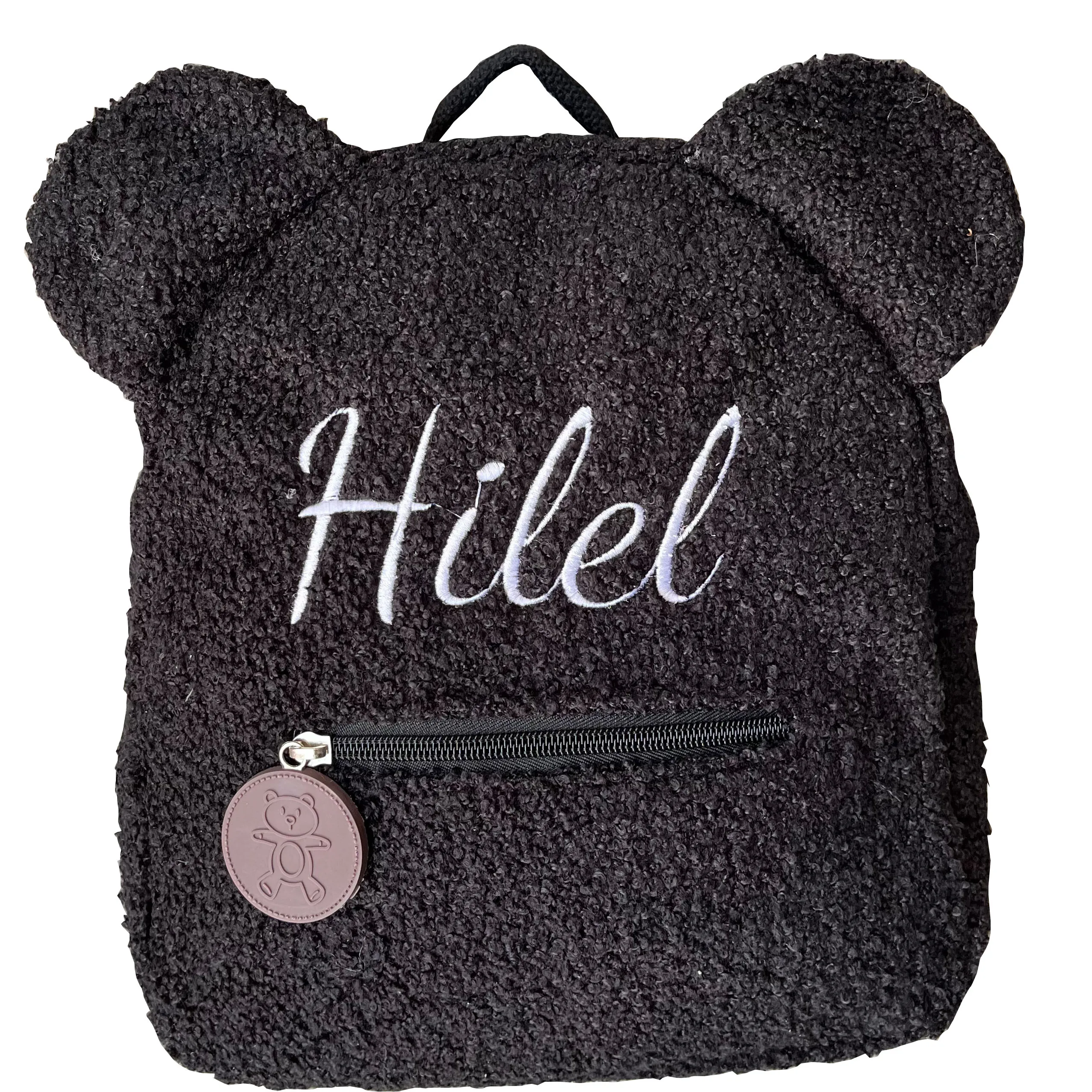 Personalised Cute Fleece Bear Ear Shaped Backpack Embroidered Name Plush Small Shoulder Handbag School Bag Travel Rucksack