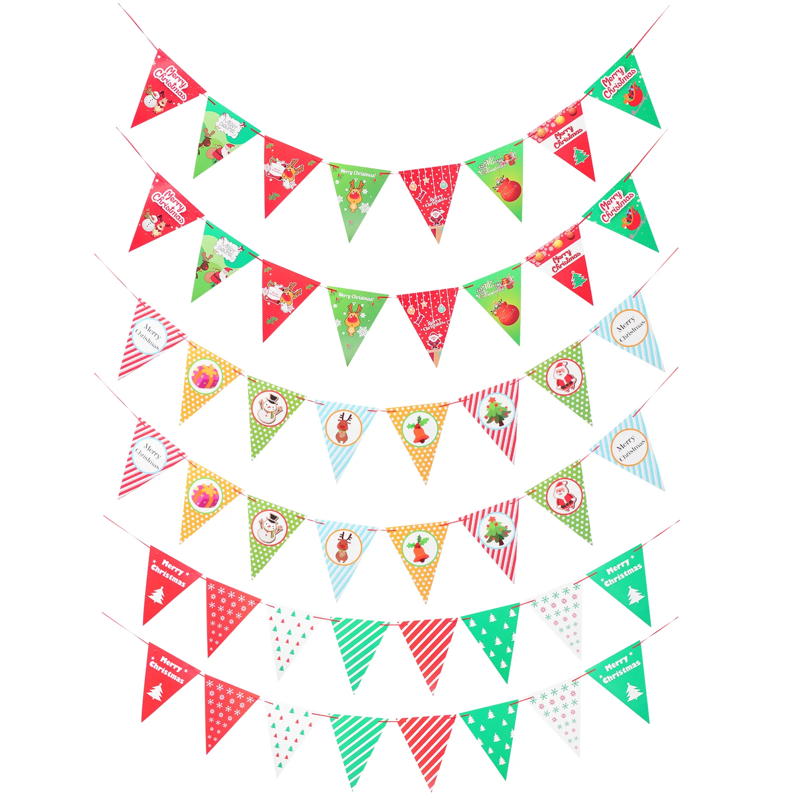 

6 Christmas Bunting Banner Hanging Decoration Party Favors Supplies