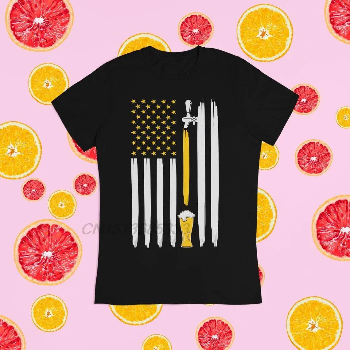

American Flag Craft Beer Tap T Shirts for Men Beer Lover Brewer Male Retro Vintage Drinking Tee Shirts Unisex Pure Cotton TShirt