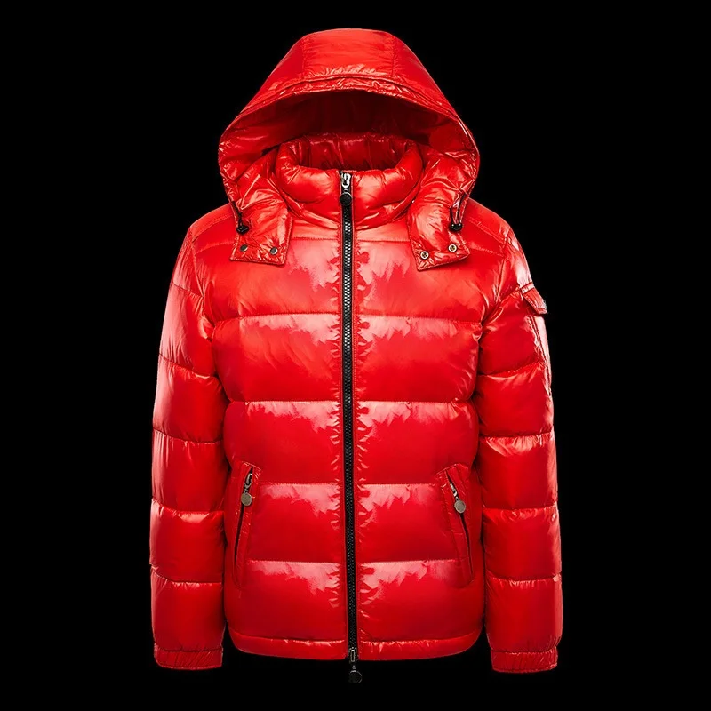 2022 Men's Down Jacket White Duck Hood Warm Glossy Autumn Jacket Men Shiny Black Padded Spring Fluffy Red Overcoat Male Winter