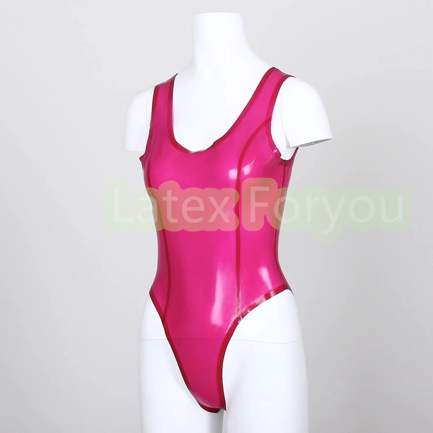 100% натуральный розовый латексный купальник ручной работы сексуальный из резины