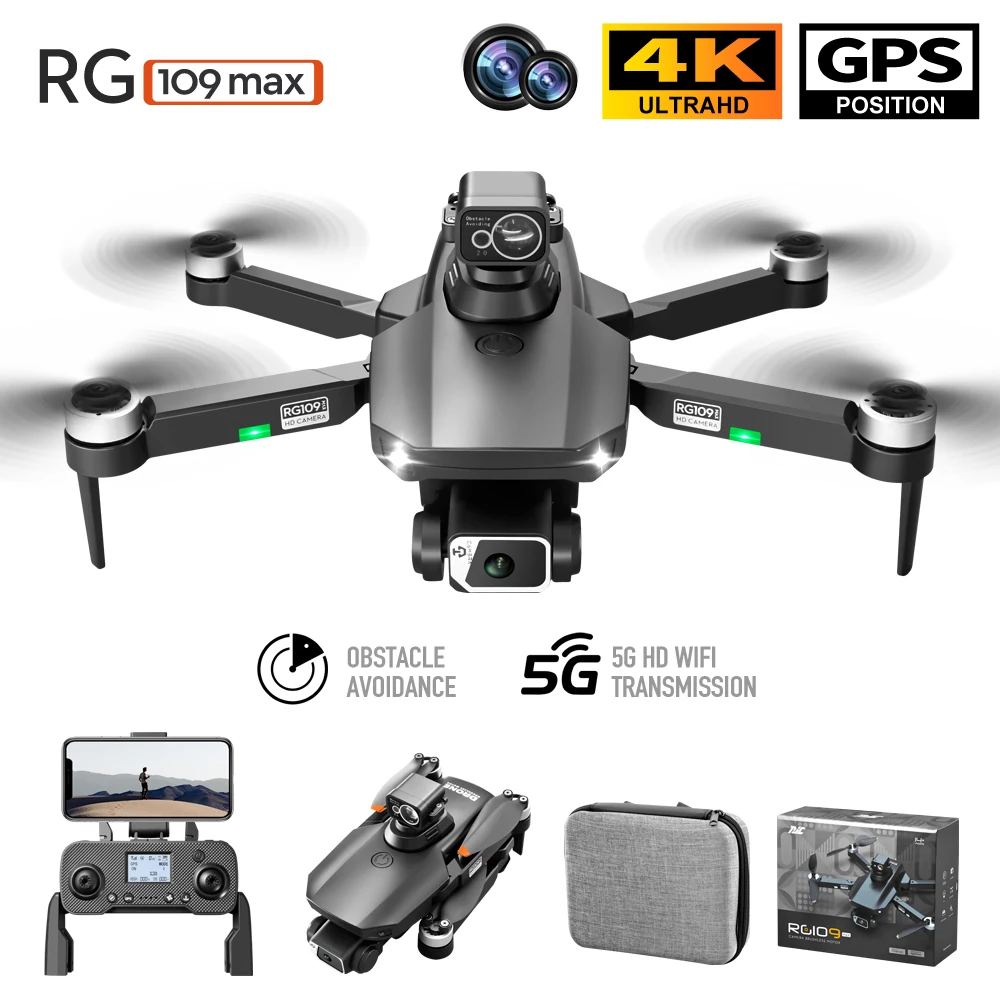 

RG109 MAX RC Drone 4K HD Dual Camera WiFi FPV GPS Quadcopter Dron Brushless Motor Aircraft 360 ° Laser Obstacle Avoidance Drones