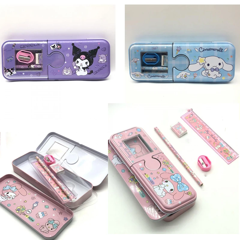 

Kuromi Cinnamoroll Kawaii Мультфильм Sanrioed Hello Kittys My Melody двойное окно канцелярский пенал Чехол симпатичный чехол для карандаша