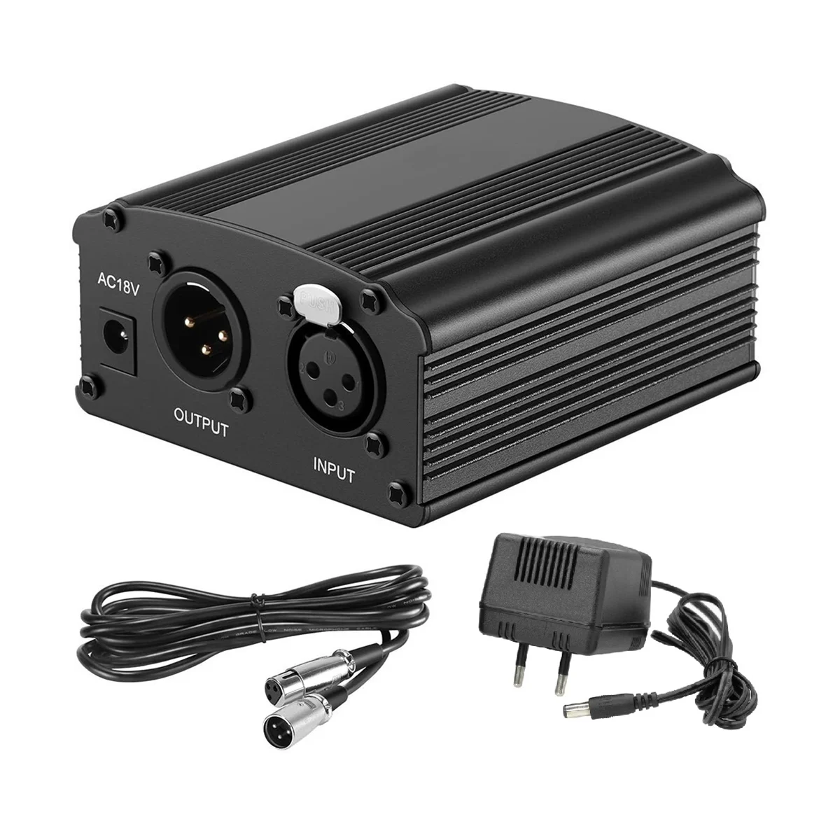 

For 48V Phantom Power Bm 800 Microphone Supply with Adapter XLR Audio Cable for Any Music Recording Equipment EU Plug